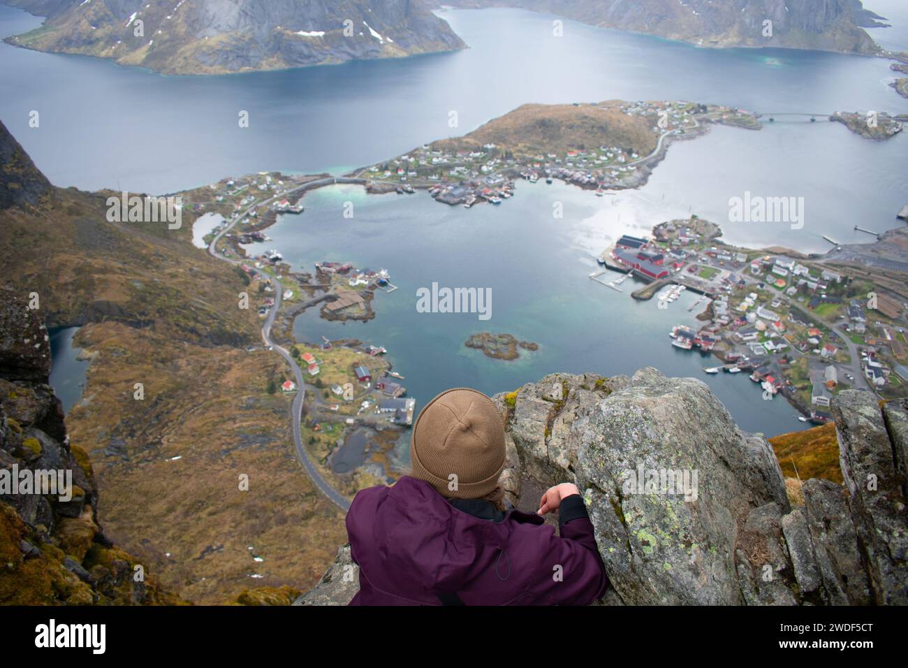 Reine, Lofoten, Norway. Arieal view of the small fishing village know