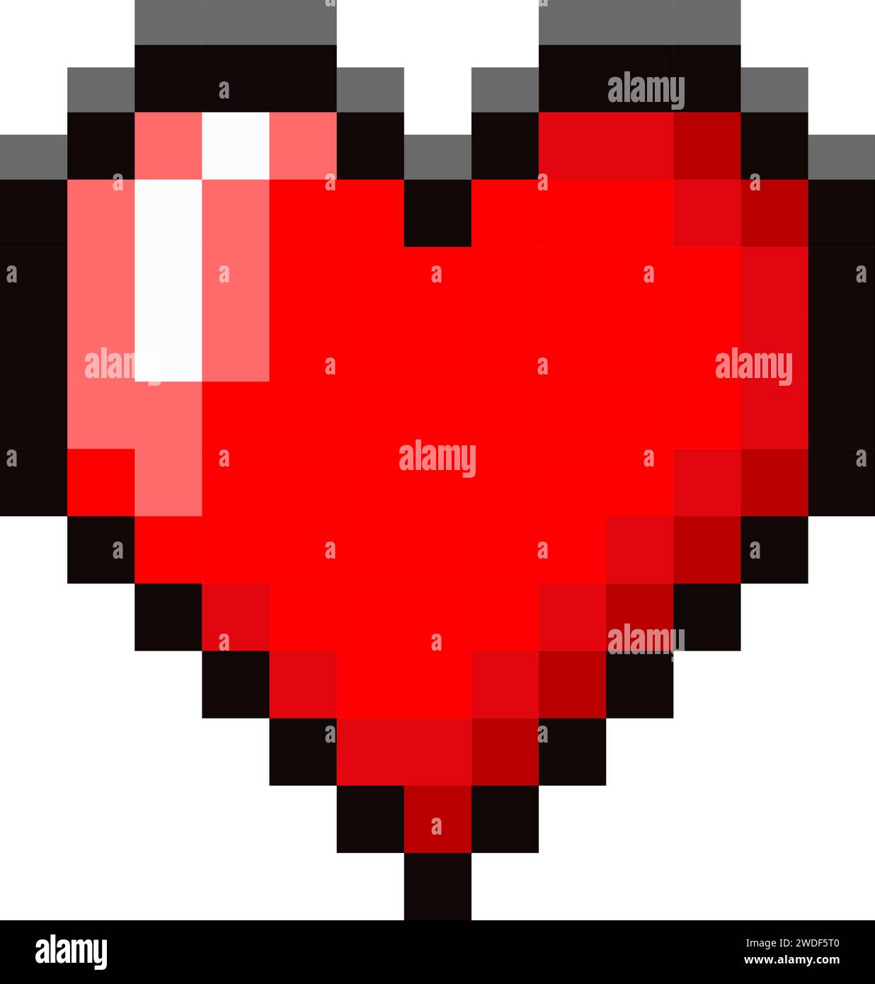 3D red heart with black edge in pixels for Valentine's Day card in y2k ...