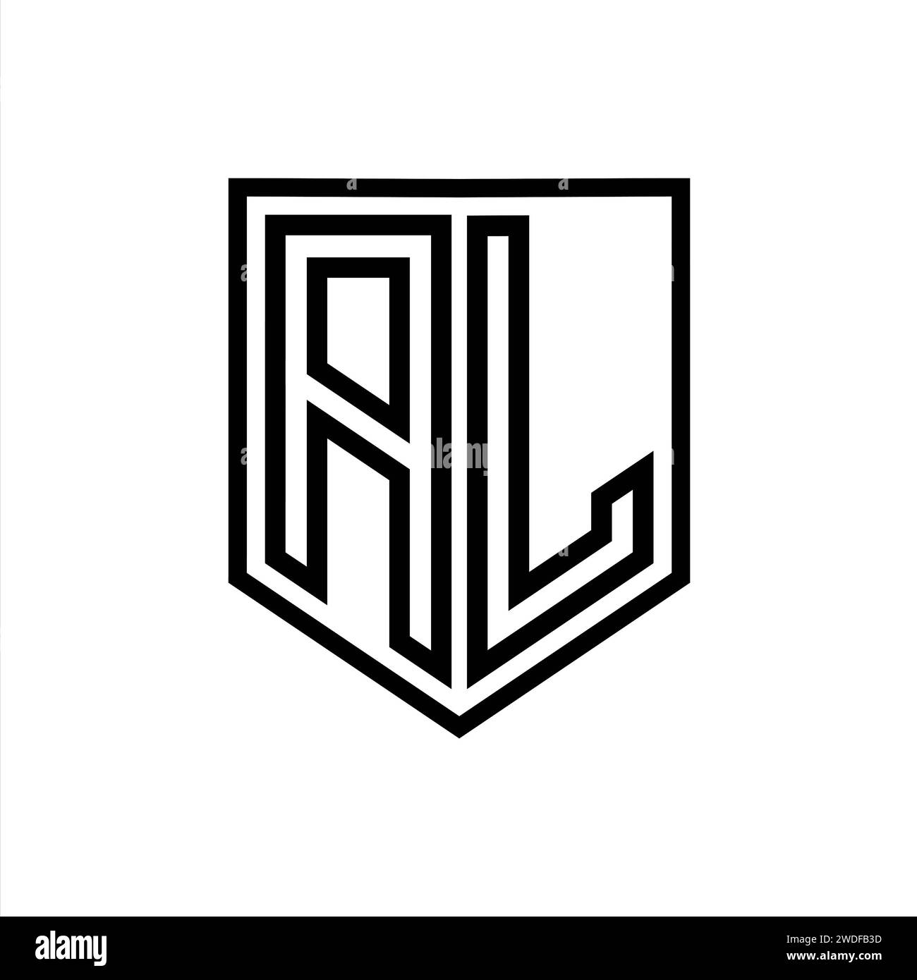 AL Letter Logo monogram shield geometric line inside shield isolated style design template Stock Photo