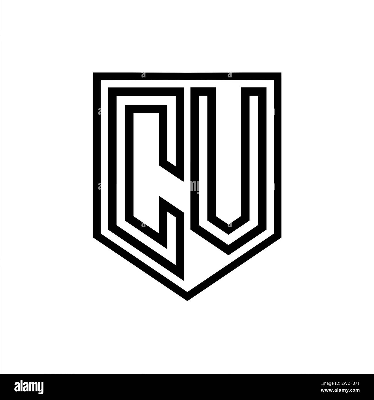 CV Letter Logo monogram shield geometric line inside shield isolated style design template Stock Photo