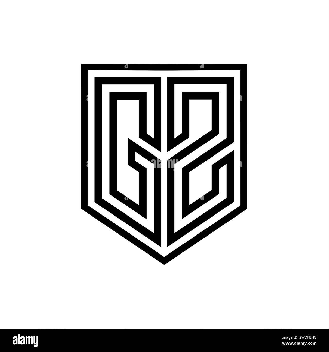 GZ Letter Logo monogram shield geometric line inside shield isolated ...