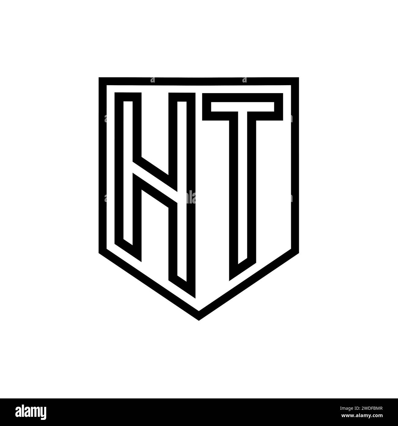 HT Letter Logo monogram shield geometric line inside shield isolated ...