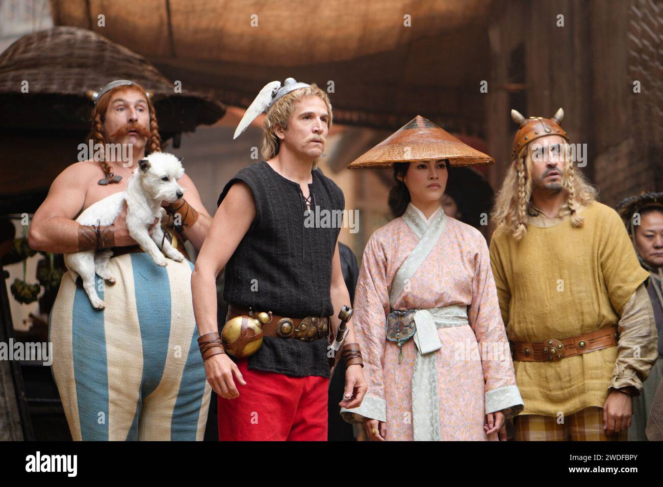 Asterix & Obelix: The Middle Kingdom (2023) directed by Guillaume Canet and starring Guillaume Canet, Gilles Lellouche, Julie Chen, and Jonathan Cohen. The only daughter of the Chinese emperor Han Xuandi, escapes from a strict prince and seeks help from the Gauls and the two brave warriors Asterix and Obelix. Publicity photograph ***EDITORIAL USE ONLY***. Credit: BFA / Pathé Stock Photo