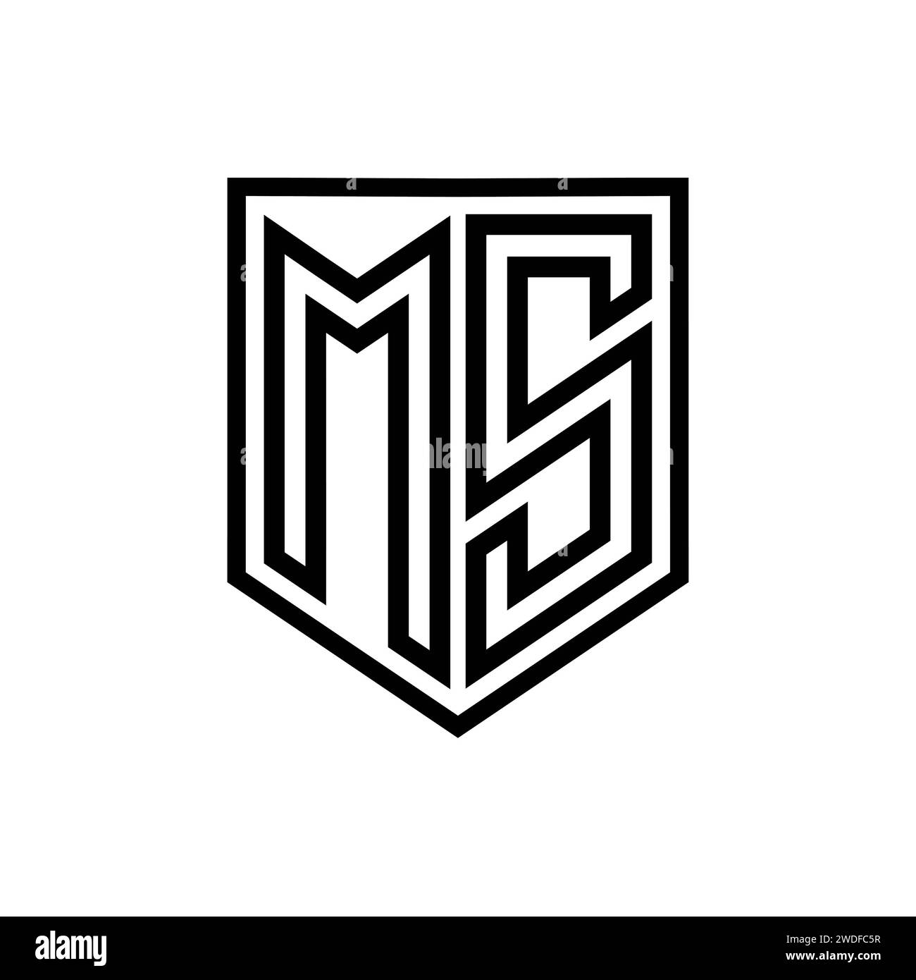 MS Letter Logo monogram shield geometric line inside shield isolated style design template Stock Photo