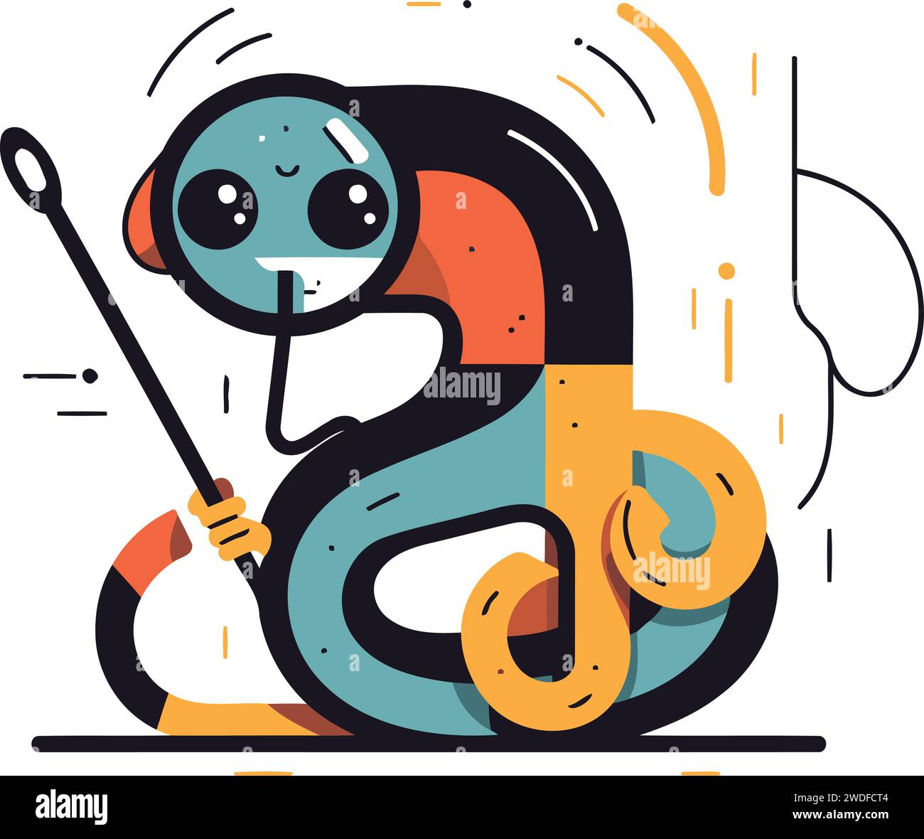 Vector illustration of snake in flat style. Cute snake character Stock ...