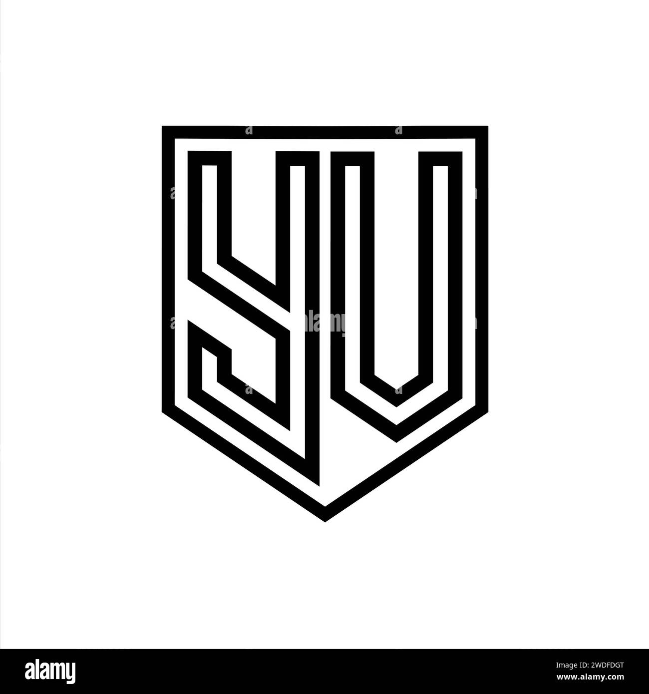 YV Letter Logo monogram shield geometric line inside shield isolated ...