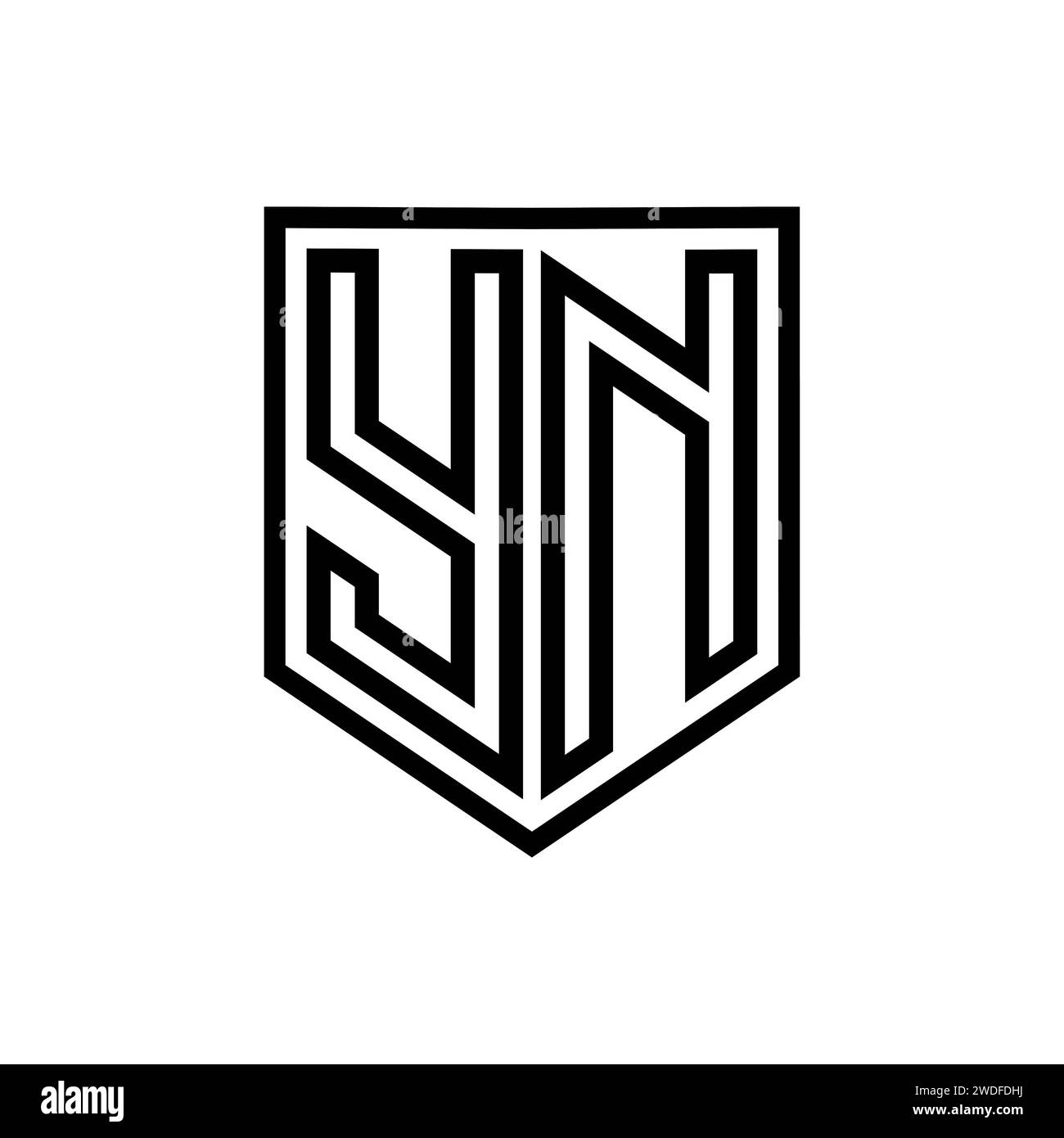 YN Letter Logo monogram shield geometric line inside shield isolated ...