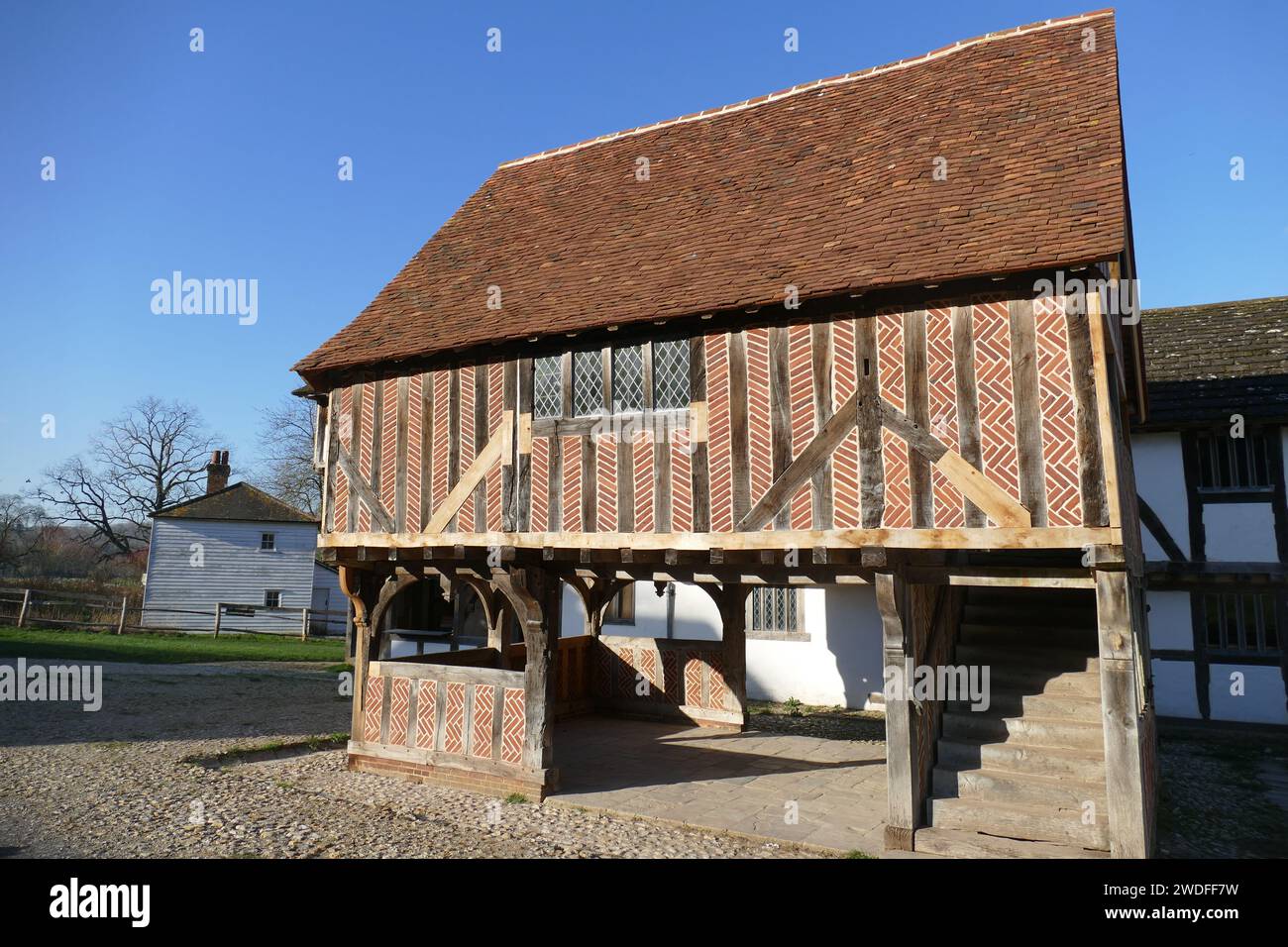 17th century Titchfield Market Hall at Weald and Downland Museum in ...