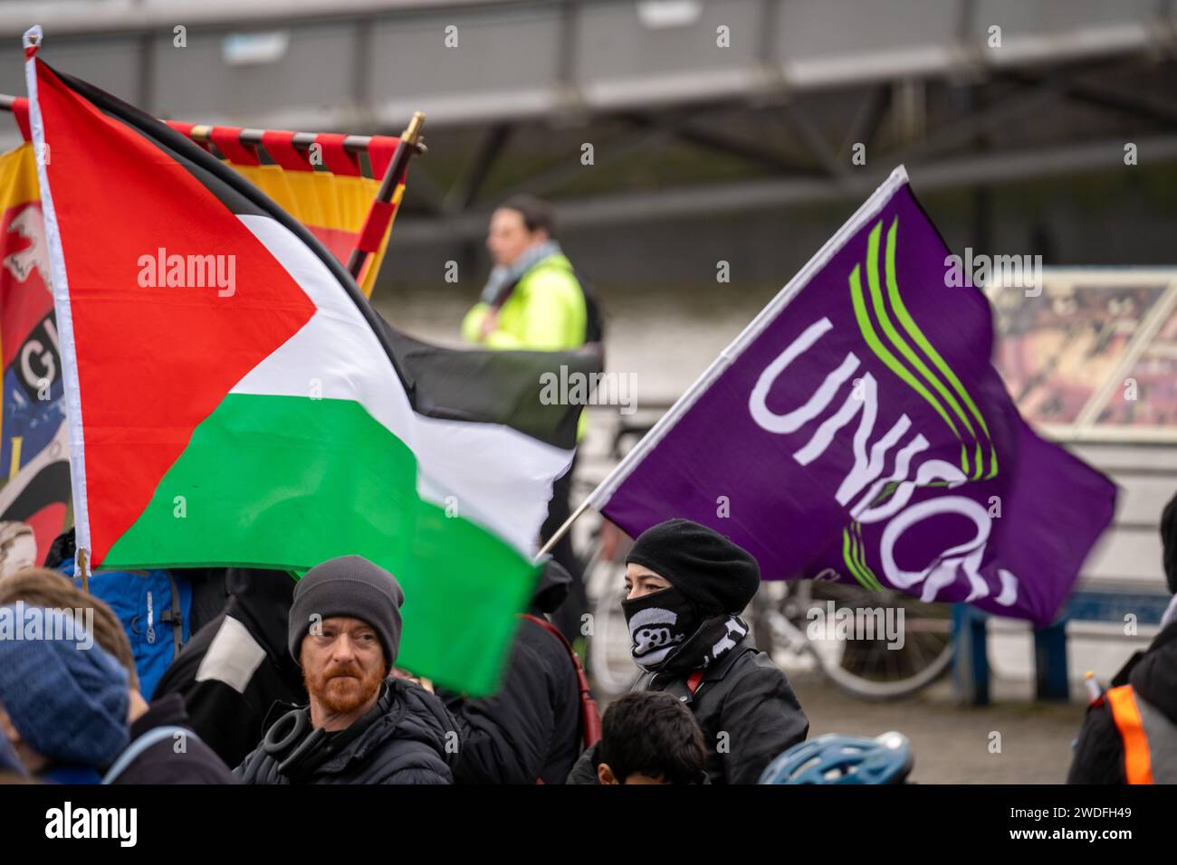 Glasgow Scotland UK 20th Jan 2024 Pro Palestine Rally And Protest   Glasgow Scotland Uk 20th Jan 2024 Pro Palestine Rally And Protest Outside Bbc Scotland Headquarters In Glasgow Involving A Re Enactment Of The Killing Of Children And Journalists In Gaza Credit Rgassalamy Live News 2WDFH49 