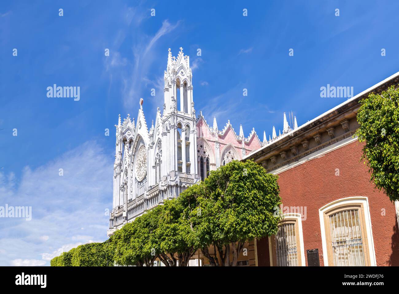 Mexico, tourist attractions and colorful streets and colonial houses in Leon historic center