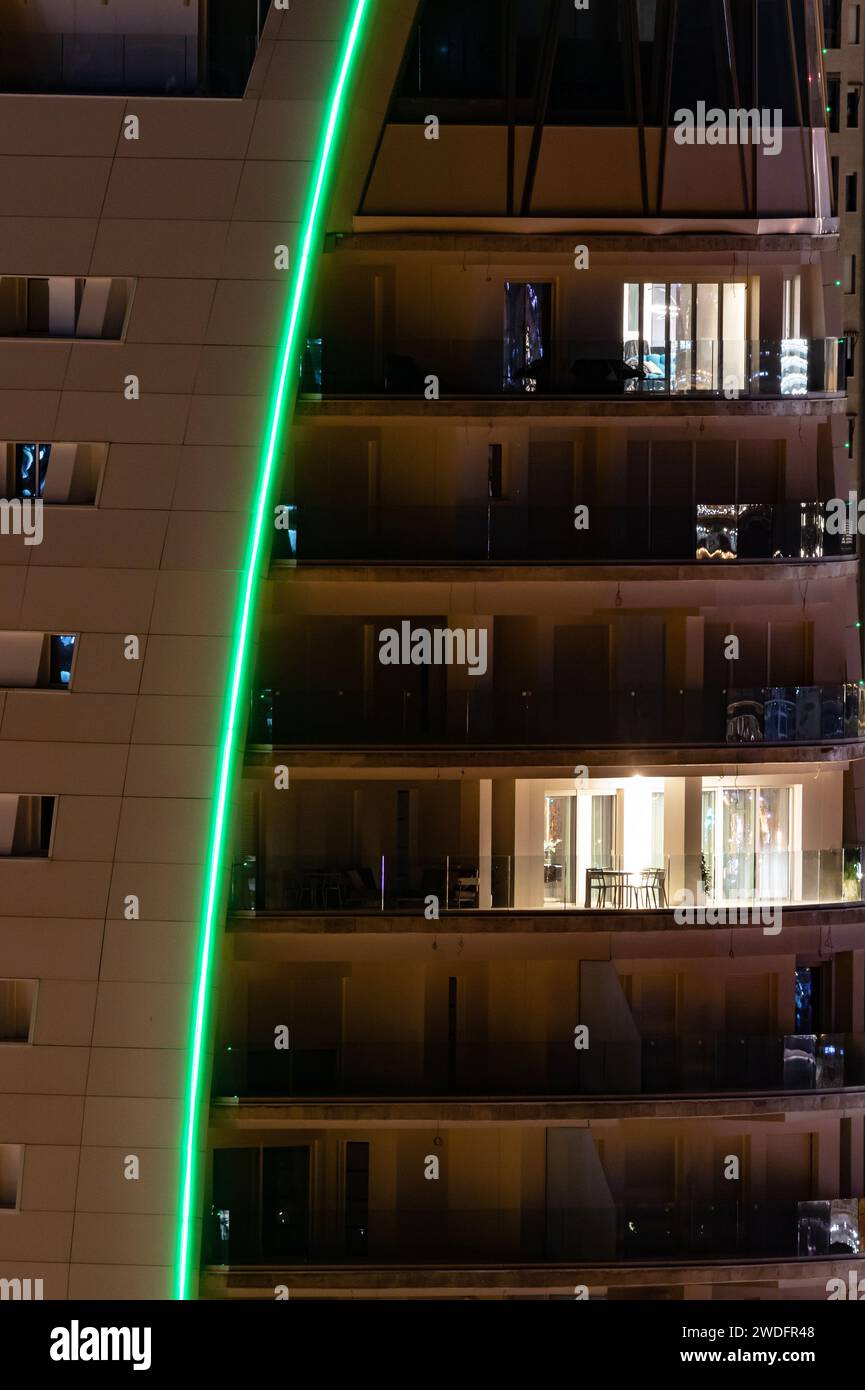 Skyscrapers with green curves in Benidorm Stock Photo - Alamy