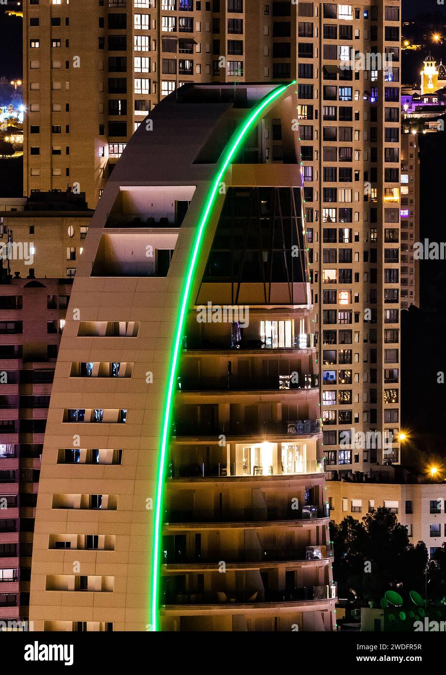 Skyscrapers with green curves in Benidorm Stock Photo
