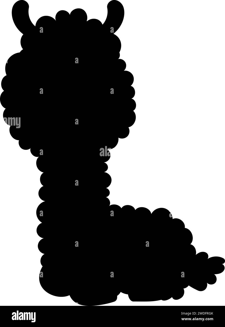 Silhouette Llama. Alpaca. Black hand drawn. Vector illustration Stock