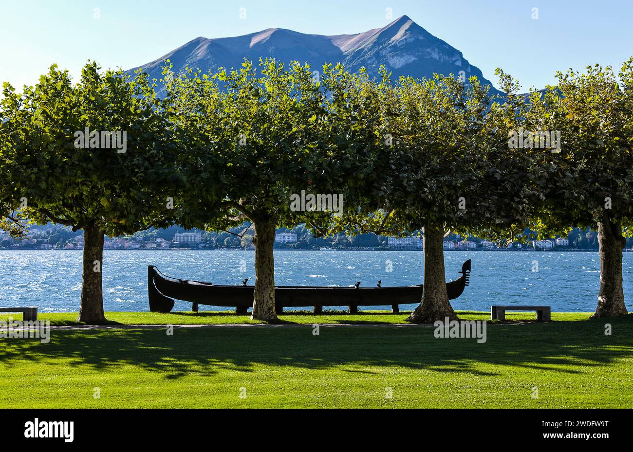 Italy Lombardy Como lake - Bellagio Villa Melzi D'Eril - Gondola Stock Photo