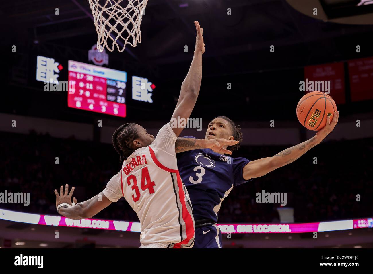 Columbus, Ohio, USA. 20th Jan, 2024. Penn State Nittany Lions guard