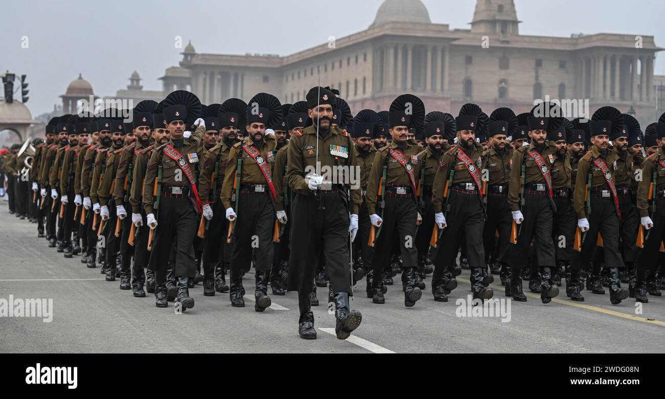 New Delhi India 20th Jan 2024 NEW DELHI INDIA JANUARY 20 Indian   New Delhi India 20th Jan 2024 New Delhi India January 20 Indian Armys Rajputana Rifles Regiment Personnel During Rehearsal For The Republic Day Parade 2024 On January 20 2024 In New Delhi India Photo By Raj K Rajhindustan Timessipa Usa Credit Sipa Usaalamy Live News 2WDG08N 