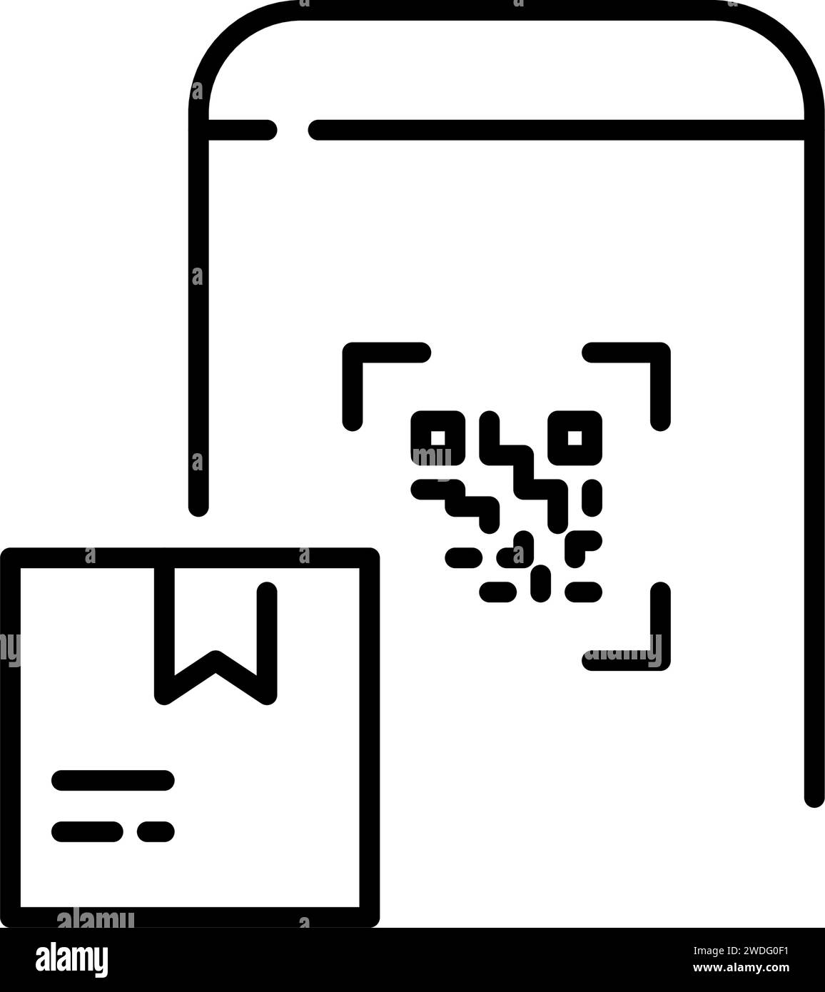 Tracking parcel location using qr code. Pixel perfect, editable stroke