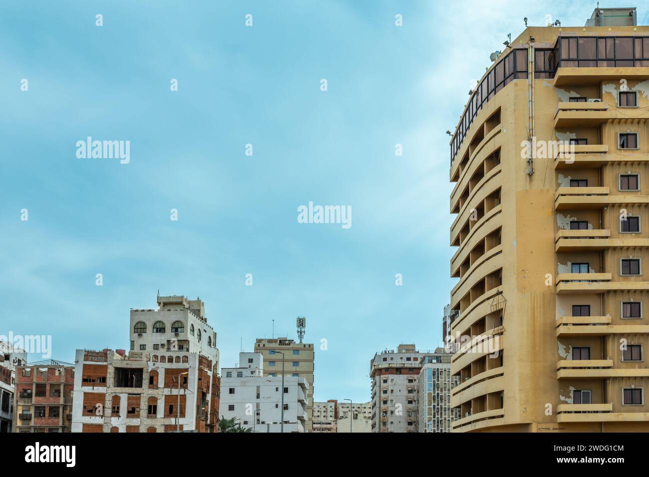 Residential buildings of Al-Balad, downtown central district of Jeddah, Saudi Arabia Stock Photo