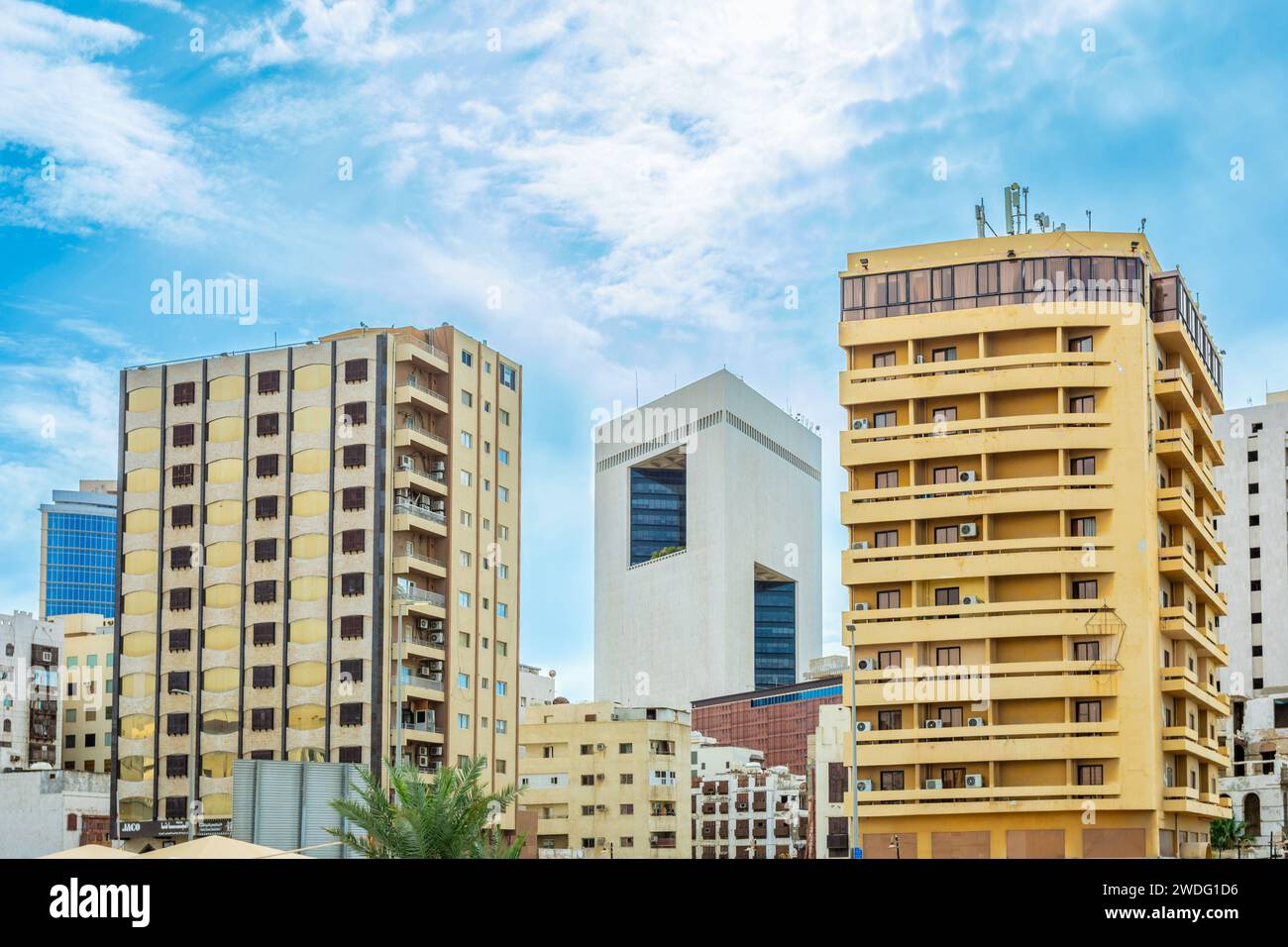 Residential and business buildings of Al-Balad, downtown central district of Jeddah, Saudi Arabia Stock Photo