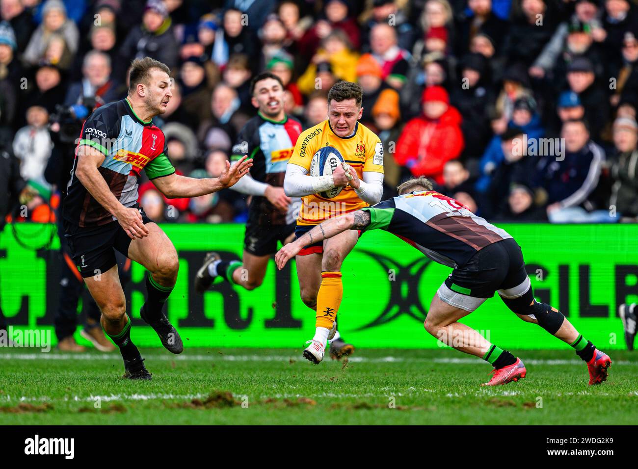 LONDON, UNITED KINGDOM. 20th, Jan 2024.  during Harlequins and Ulster Rugby - Investec Champions Cup at Stoop Stadium on Saturday, 20 January 2024. LONDON ENGLAND.  Credit: Taka G Wu/Alamy Live News Stock Photo