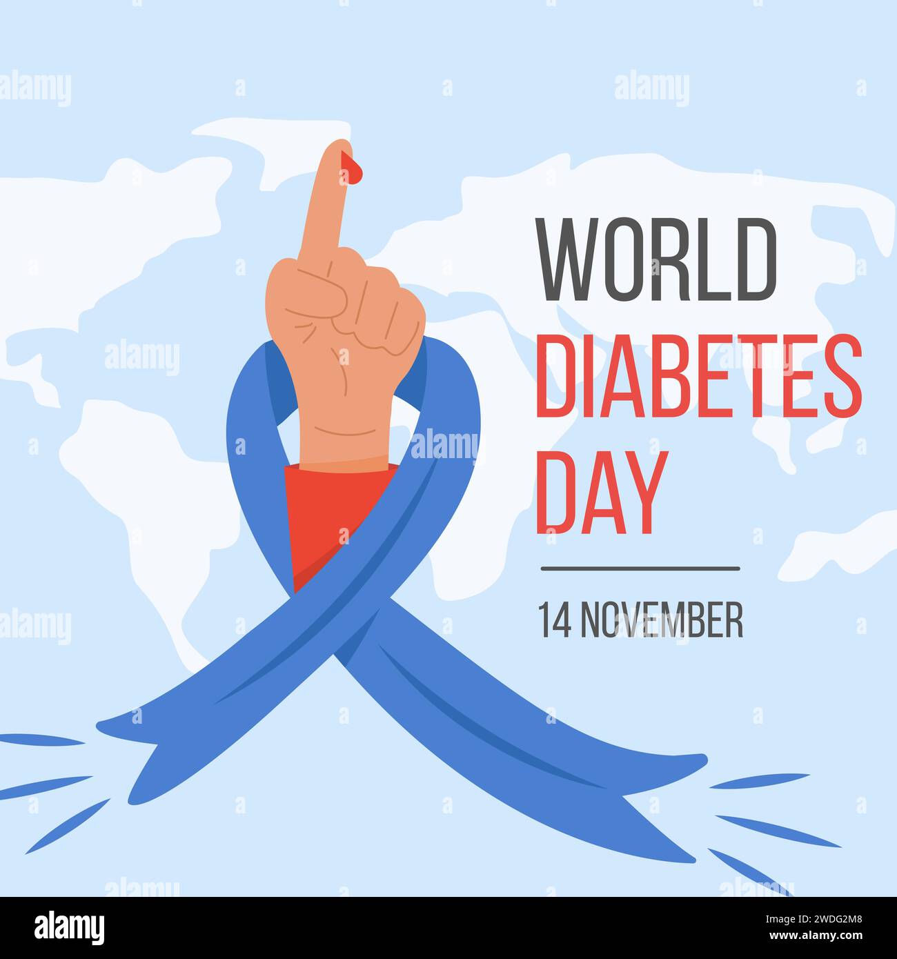 World diabetes day awareness poster with a world map on background ...