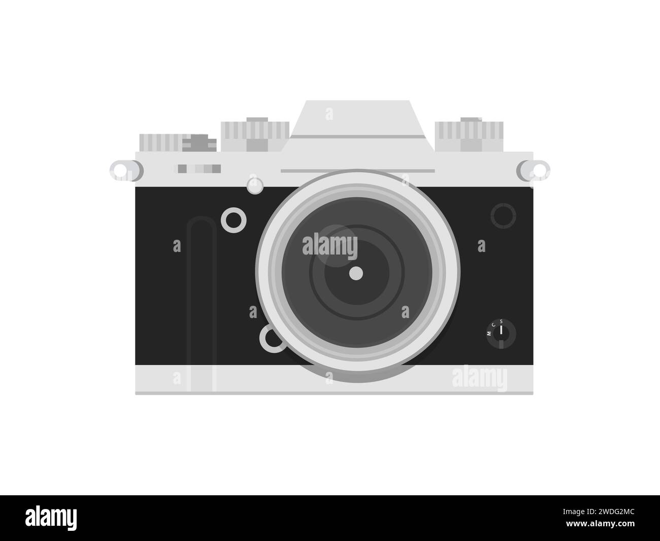 Old style vintage film camera isolated on white background. Retro grey ...