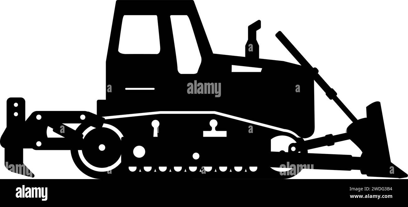 Silhouette of Bulldozer Icon in Flat Style Stock Vector Image & Art - Alamy