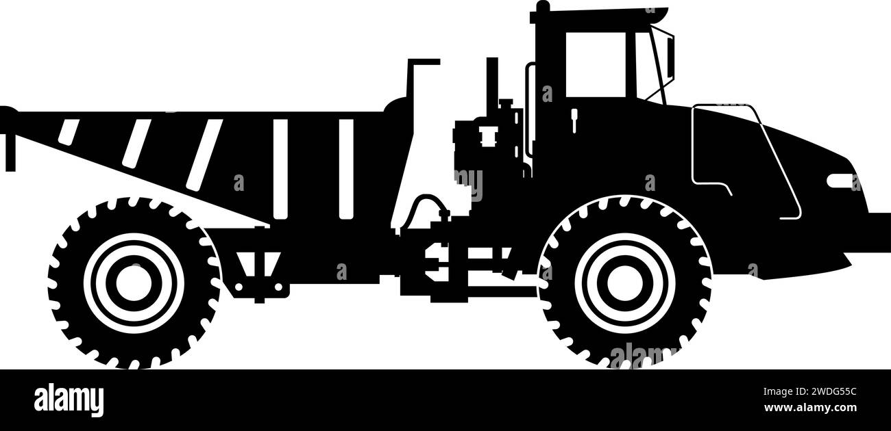 Silhouette of Dump Truck Icon in Flat Style Stock Vector Image & Art ...