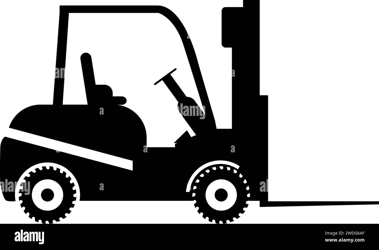 Silhouette of Wheel Forklift Icon in Flat Style Stock Vector Image ...