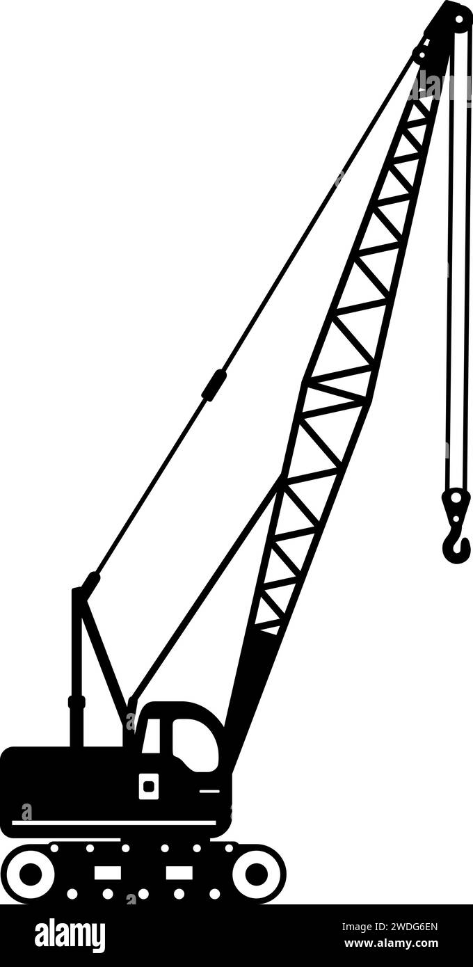 Silhouette of Mobile Crane Icon in Flat Style Stock Vector Image & Art ...