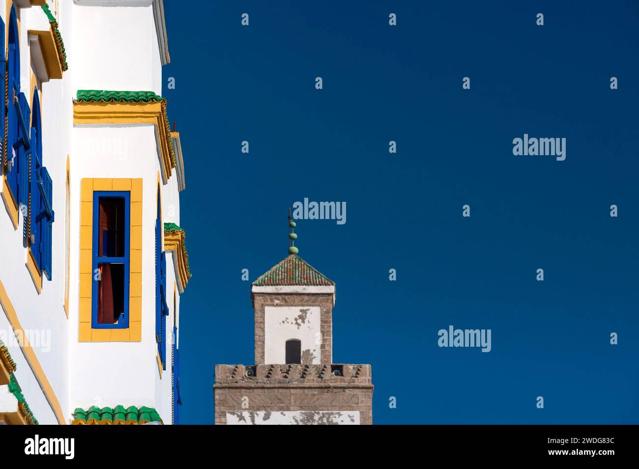 House facade, architecture, oriental, building, colour, colour scheme, design, facade, architectural style, house wall, Bauhaus, primary colours Stock Photo