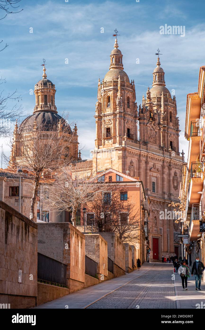 Salamanca, Spain - FEB 20, 2022: La Clerecia is a baroque building of the former Royal College of the Holy Spirit of the Society of Jesus built betwee Stock Photo