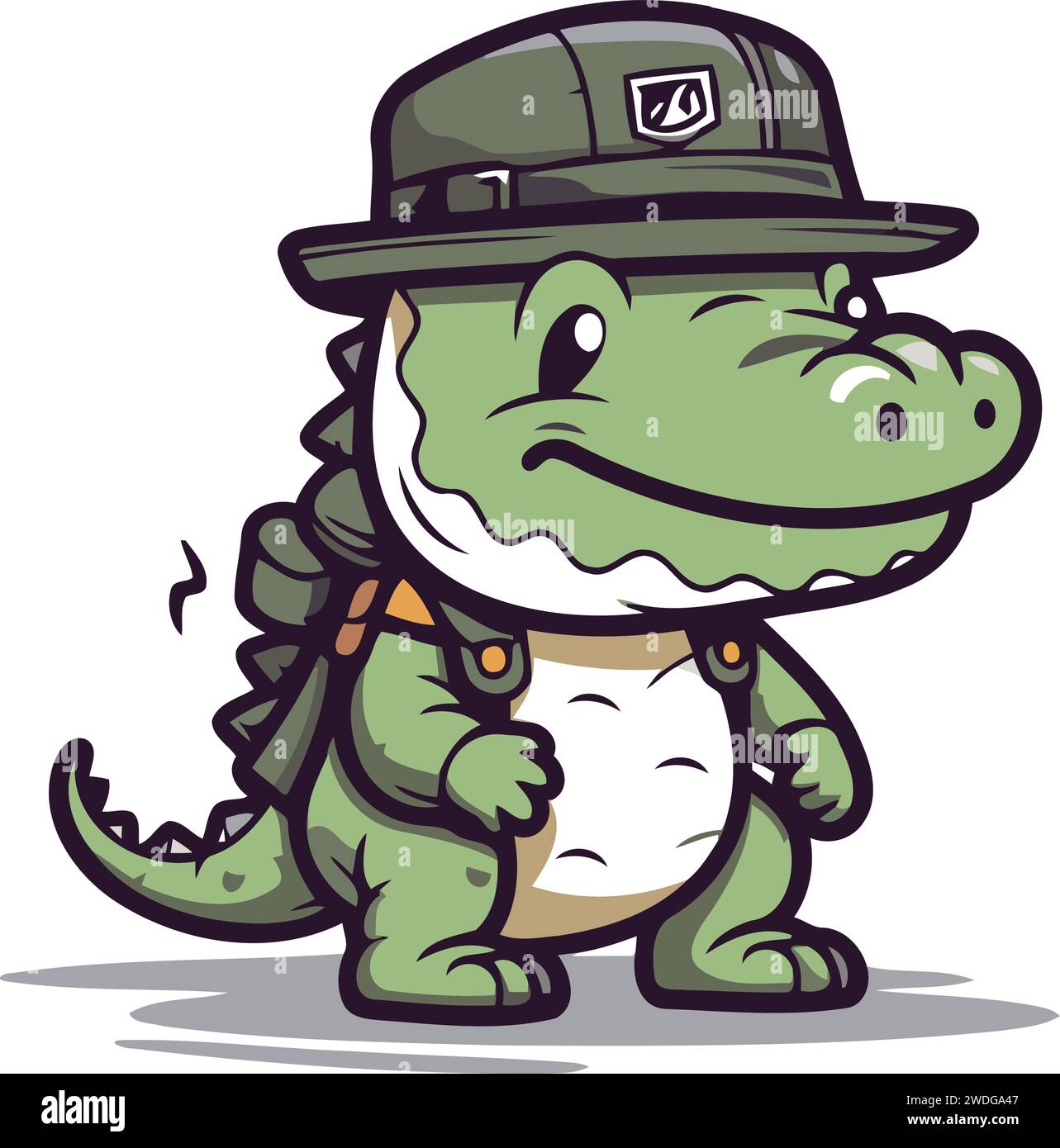 Crocodile in safari hat with backpack. Vector illustration Stock Vector ...