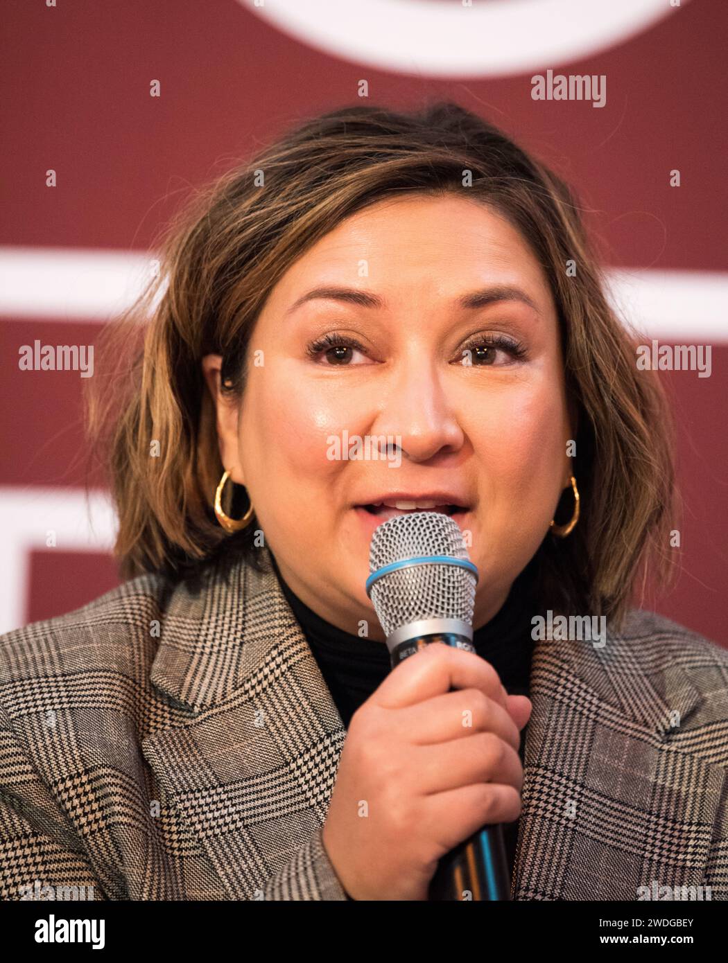 London, UK. 20th Jan, 2024. Ayesha Hazarika, broadcaster, comedian and Labour activist