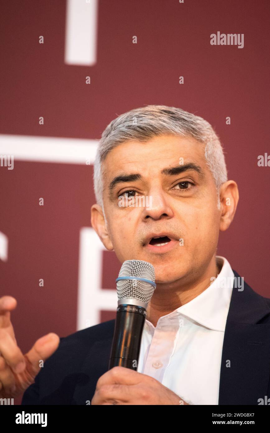 London, UK. 20th Jan, 2024. Sadiq Khan, Mayor of London addresses