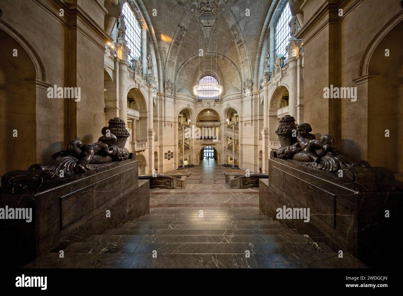 Neues Rathaus, interior view, Wilhelminian palace-like magnificent building in eclectic style, Hanover, Lower Saxony, Germany Stock Photo