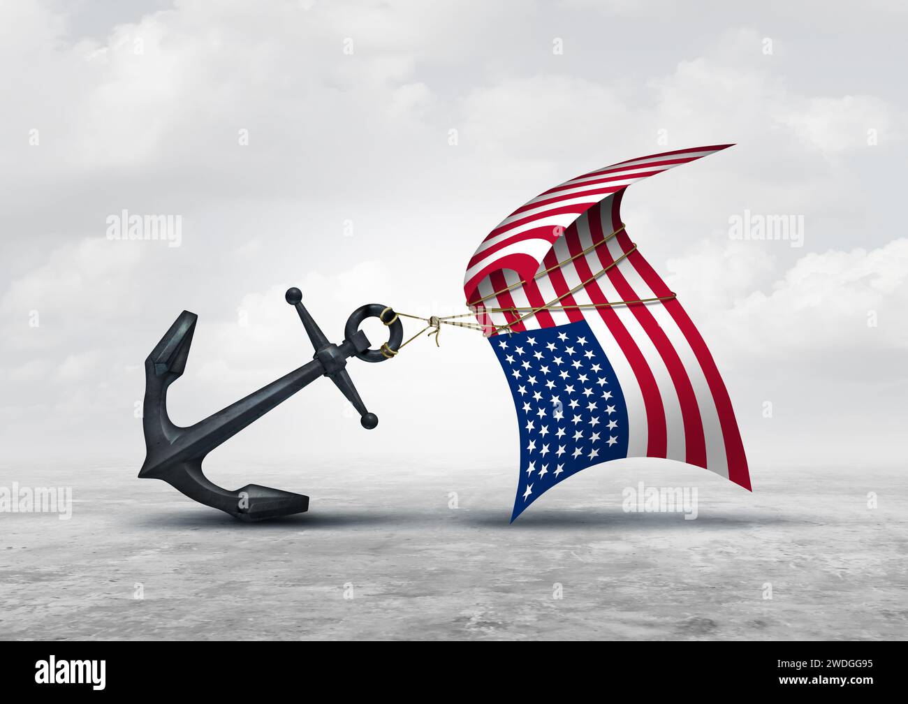 United States Economic Struggle and American slowdown crisis as Americans struggling with finances taxes and political and social challenges Stock Photo