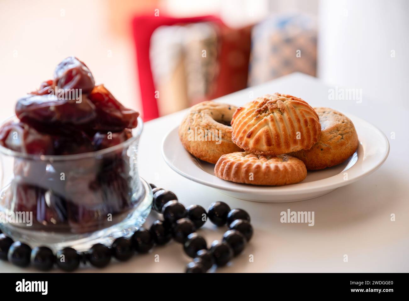 Variety of semolina maamoul cookies displayed with crescent ,star and ...