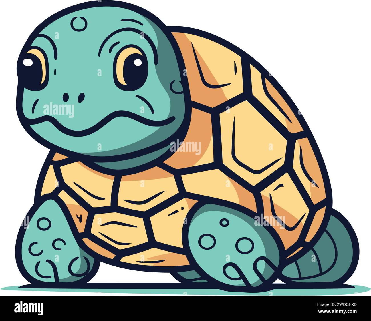 Cute cartoon turtle. Vector illustration isolated on a white background ...