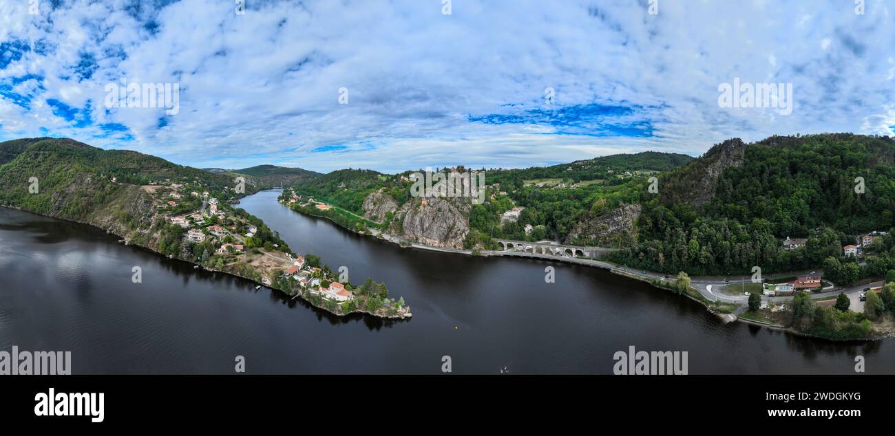 Aerial view of beautiful Viaduct and town of SaintPaulenCornillon
