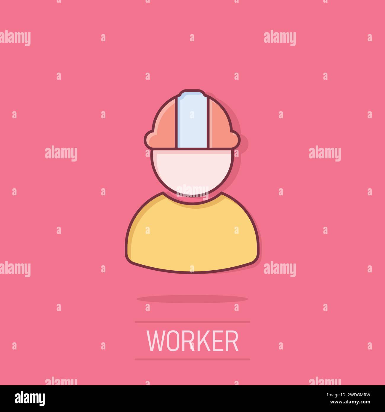 Construction worker icon in comic style. Factory employee vector ...