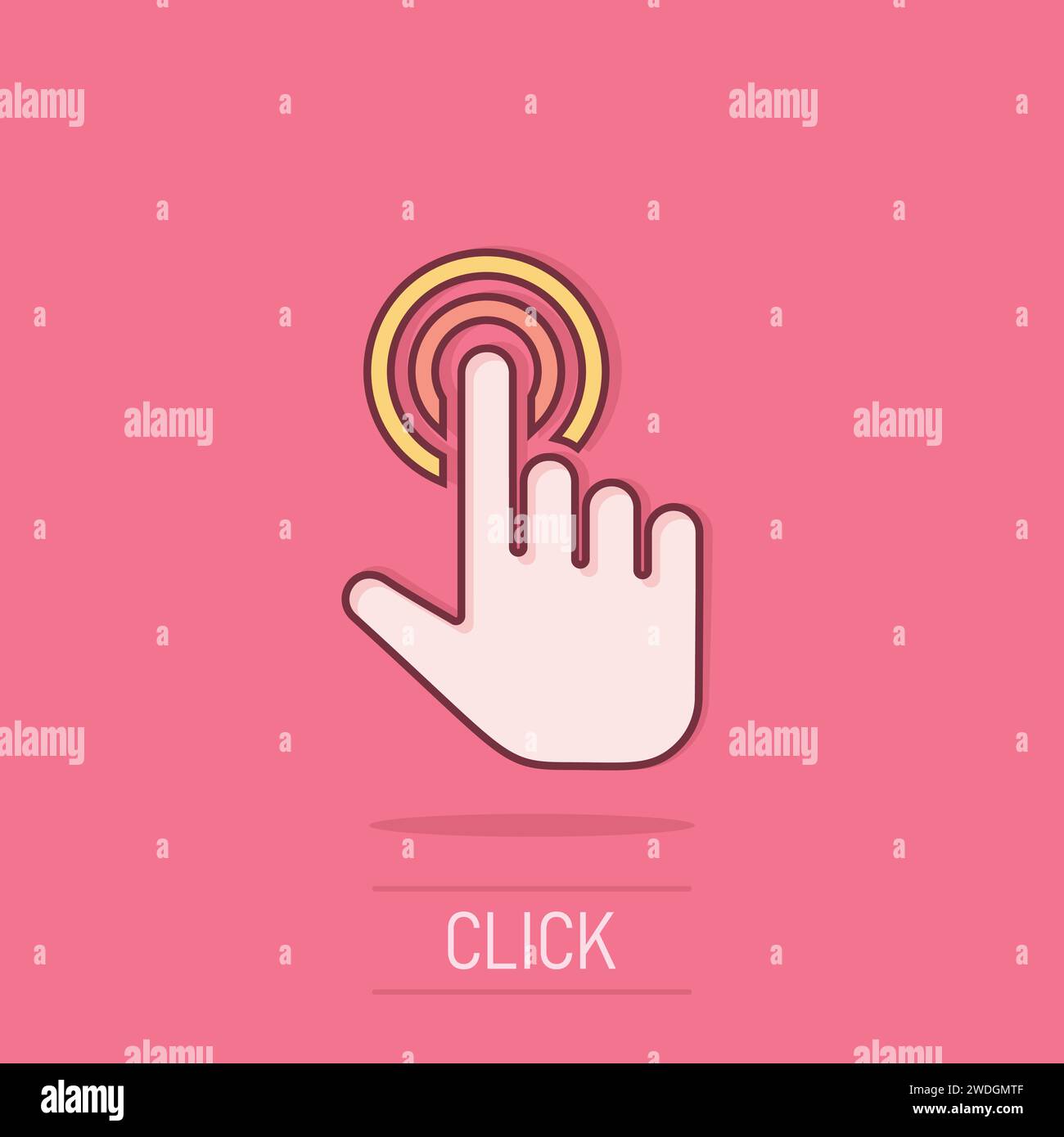 Click mouse icon in comic style. Pointer vector cartoon illustration on ...