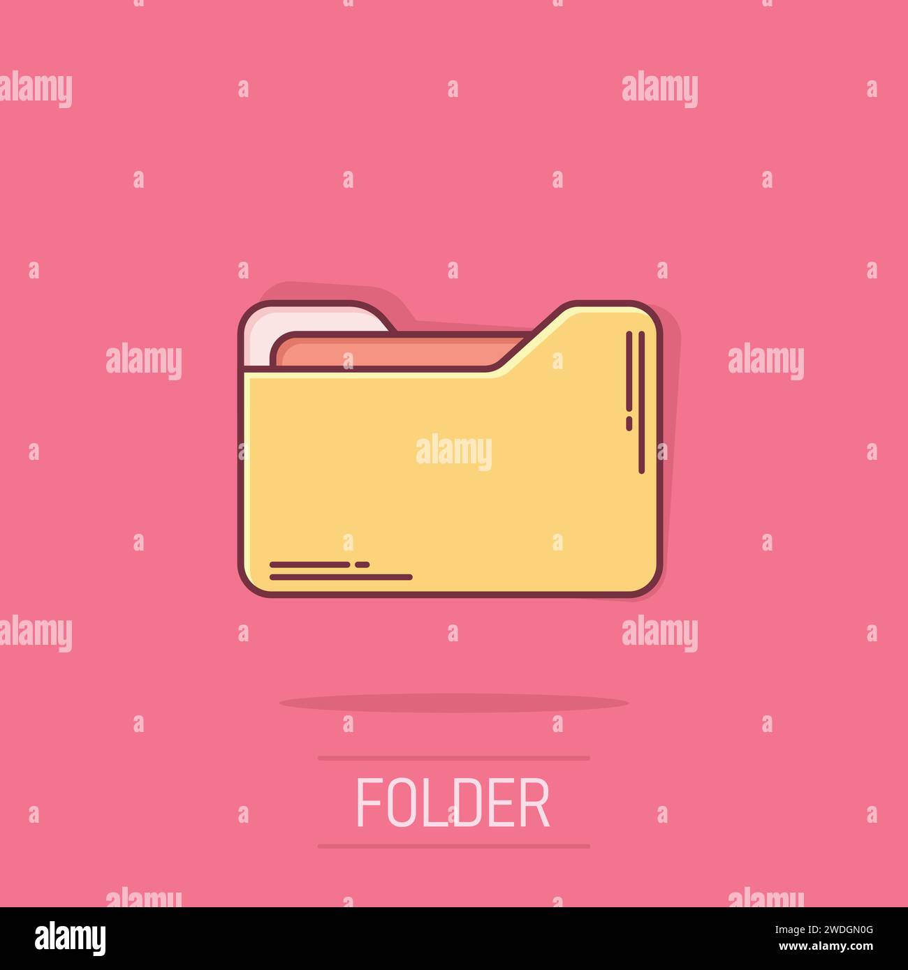 File folder icon in comic style. Documents archive vector cartoon ...
