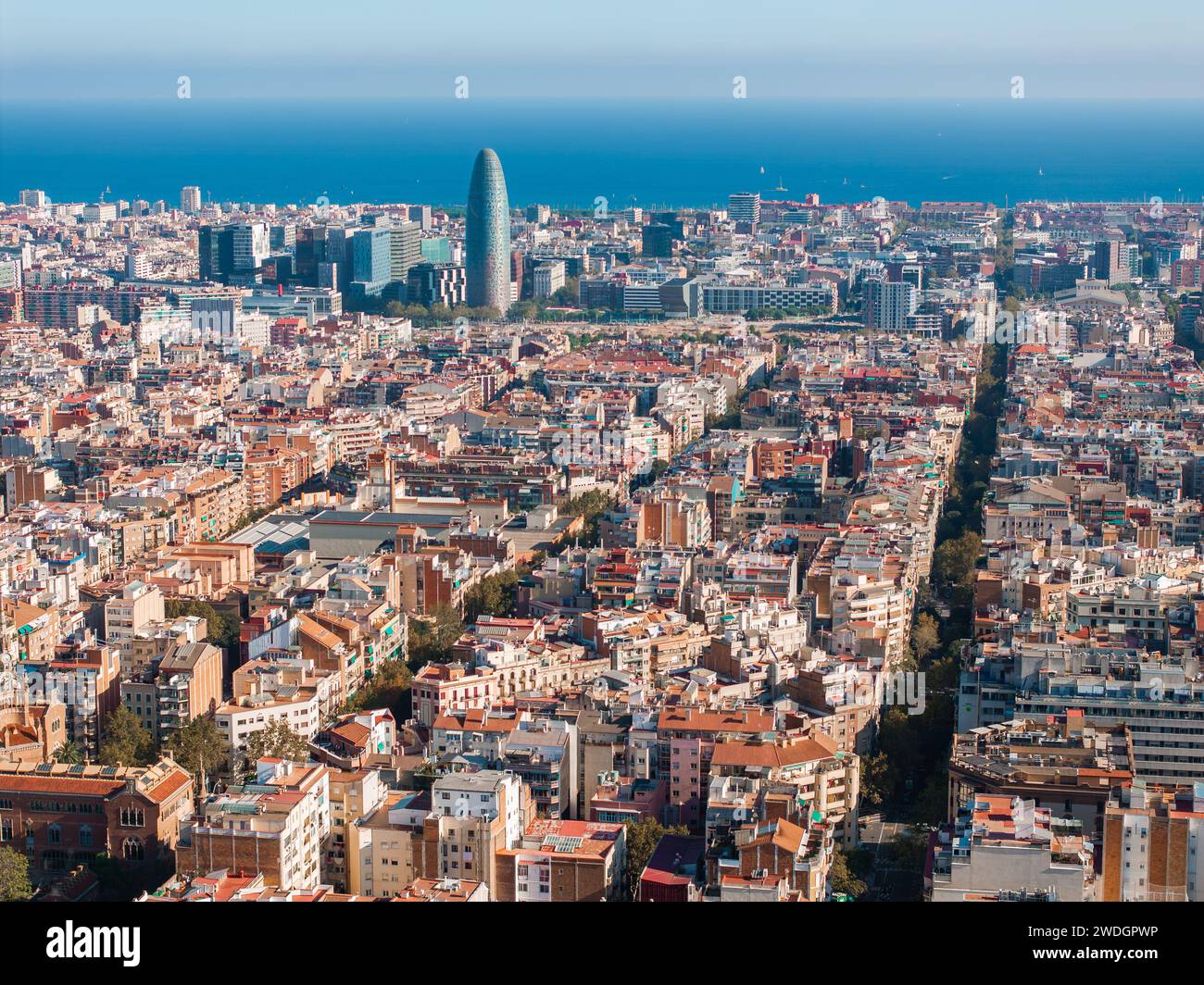 Aerial view of Barcelona City Skyline at sunset Stock Photo - Alamy