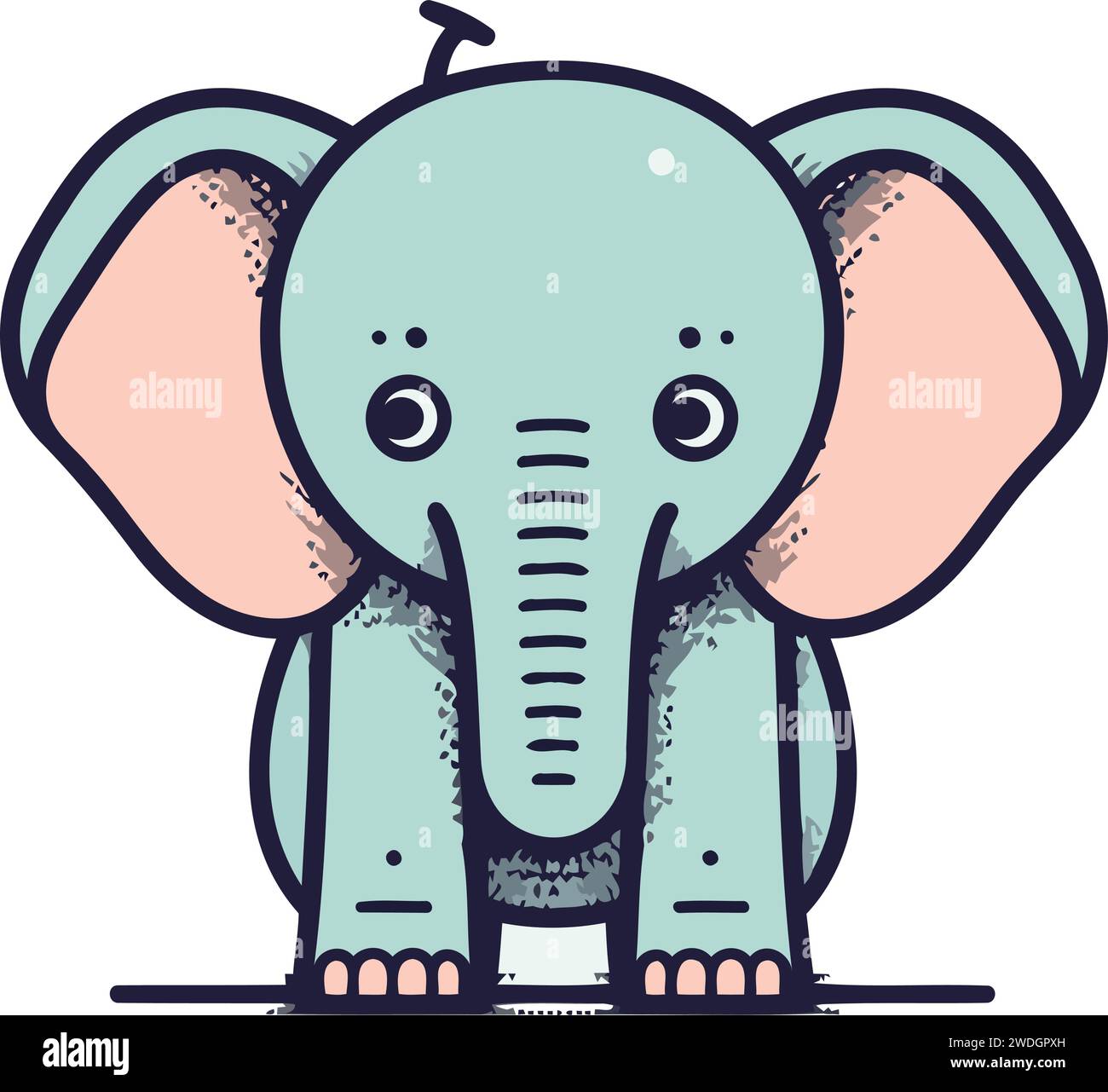 Cute elephant. Vector illustration. Isolated on white background. Stock Vector