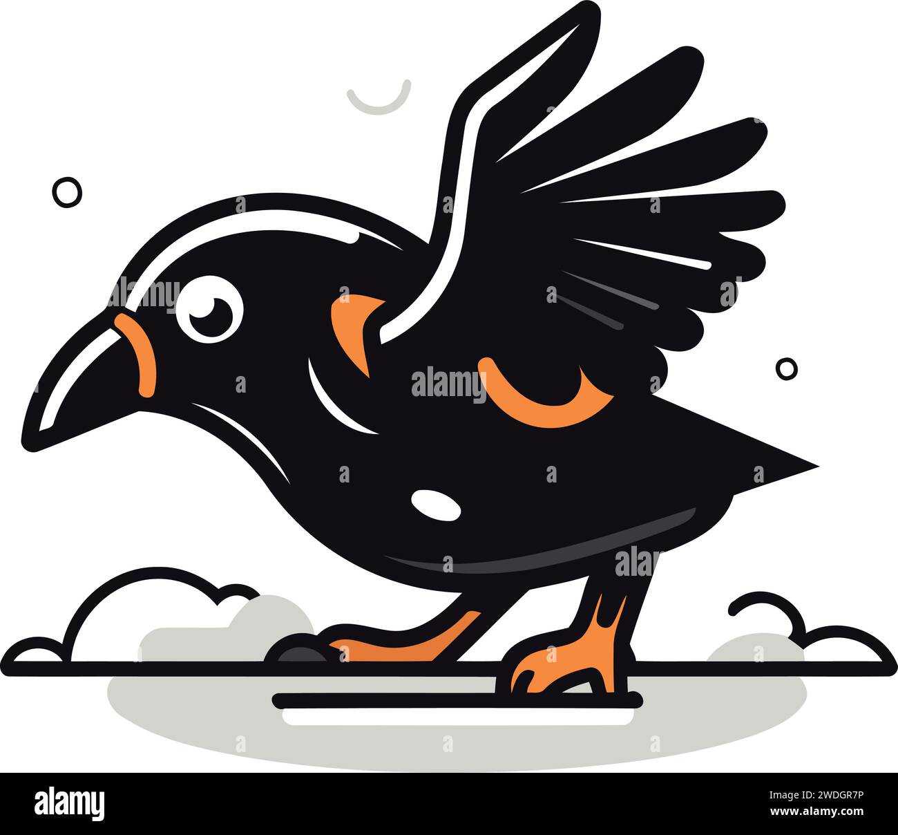Crow Vector Illustration. Cute cartoon crow. Bird icon Stock Vector