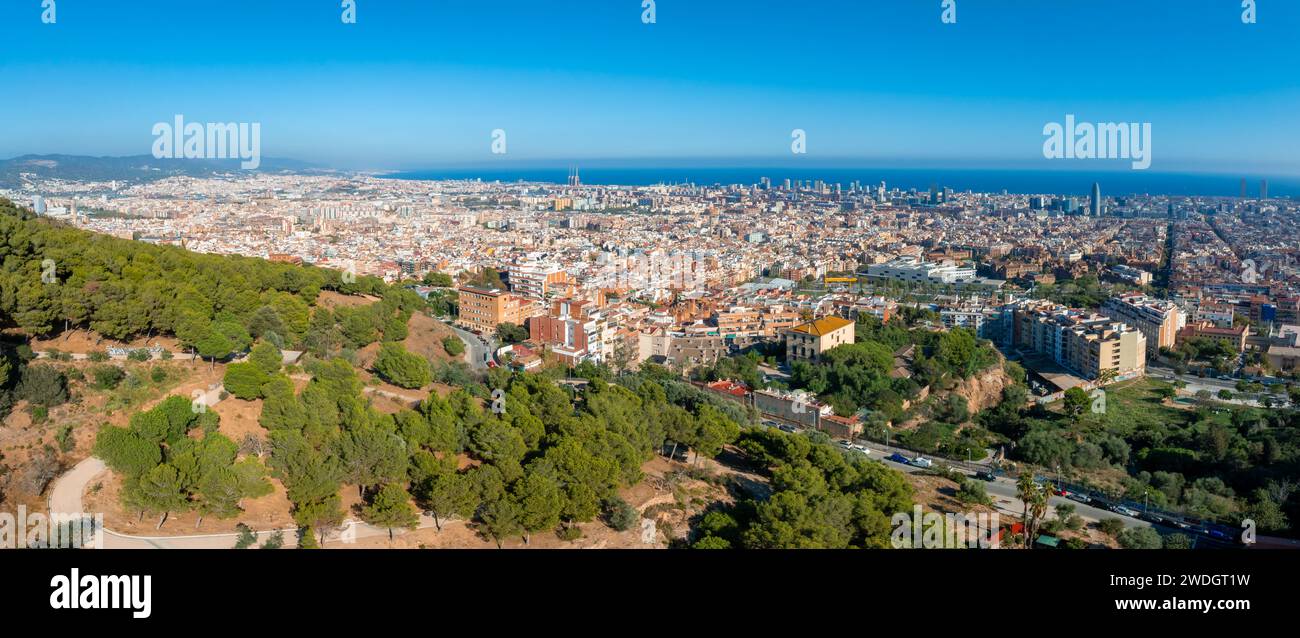 Aerial view of Barcelona City Skyline at sunset Stock Photo - Alamy