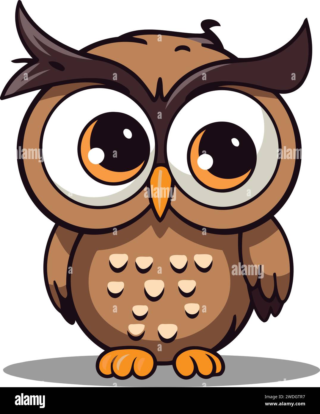 Cute owl cartoon character on a white background. Vector illustration. Stock Vector