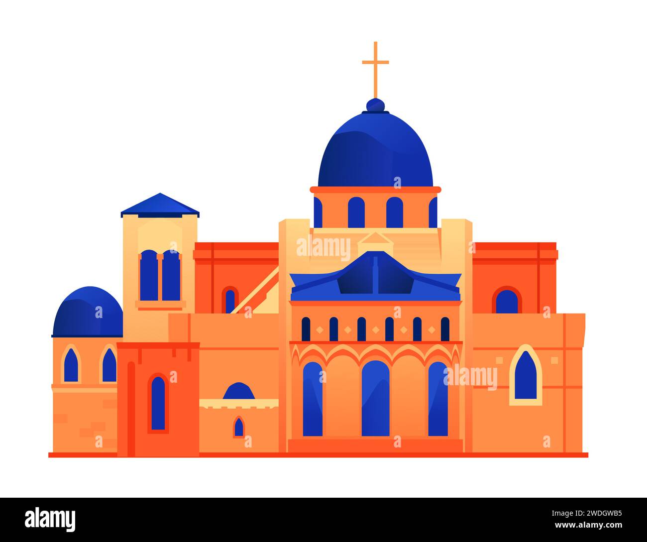 Church of the Holy Sepulcher - flat design style single isolated image Stock Vector