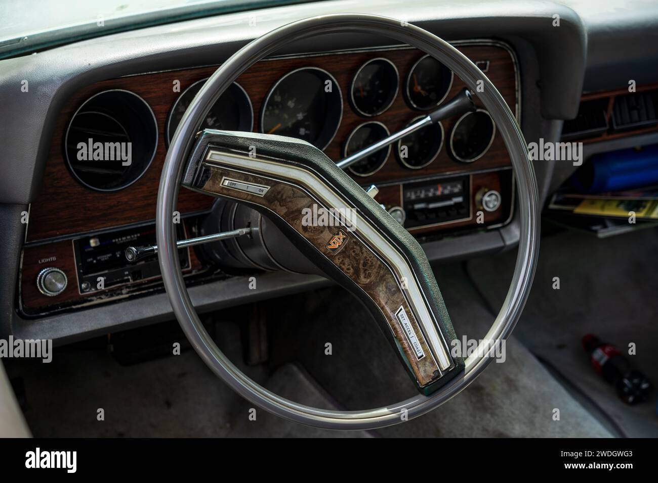 WERDER (HAVEL), GERMANY - MAY 20, 2023: The interior of coupe utility car Ford Ranchero (Seventh generation). Oldtimer - Festival Werder Classics 2023 Stock Photo